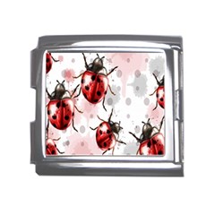 Ladybugs Pattern Texture Watercolor Mega Link Italian Charm (18mm) by Bedest