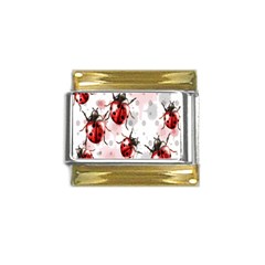 Ladybugs Pattern Texture Watercolor Gold Trim Italian Charm (9mm) by Bedest