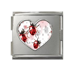 Ladybugs Pattern Texture Watercolor Mega Link Heart Italian Charm (18mm) by Bedest