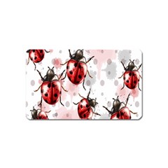 Ladybugs Pattern Texture Watercolor Magnet (name Card) by Bedest