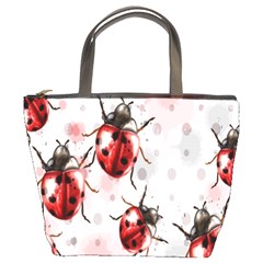 Ladybugs Pattern Texture Watercolor Bucket Bag by Bedest