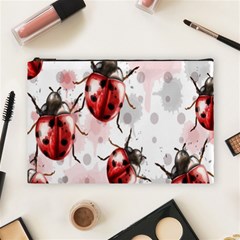 Ladybugs Pattern Texture Watercolor Cosmetic Bag (large) by Bedest