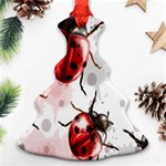 Ladybugs Pattern Texture Watercolor Christmas Tree Ornament (Two Sides) Front