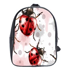 Ladybugs Pattern Texture Watercolor School Bag (xl) by Bedest