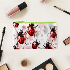 Ladybugs Pattern Texture Watercolor Cosmetic Bag (xs) by Bedest