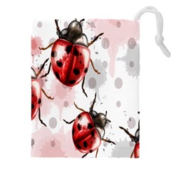 Ladybugs Pattern Texture Watercolor Drawstring Pouch (4xl) by Bedest