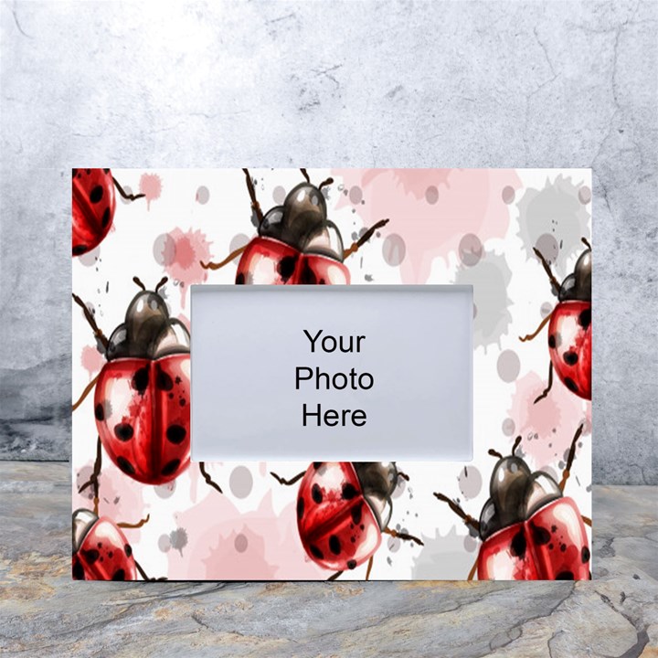 Ladybugs Pattern Texture Watercolor White Tabletop Photo Frame 4 x6 