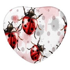 Ladybugs Pattern Texture Watercolor Heart Glass Fridge Magnet (4 Pack) by Bedest