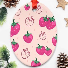 Seamless Strawberry Fruit Pattern Background Ornament (oval) by Bedest