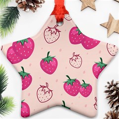 Seamless Strawberry Fruit Pattern Background Star Ornament (two Sides) by Bedest