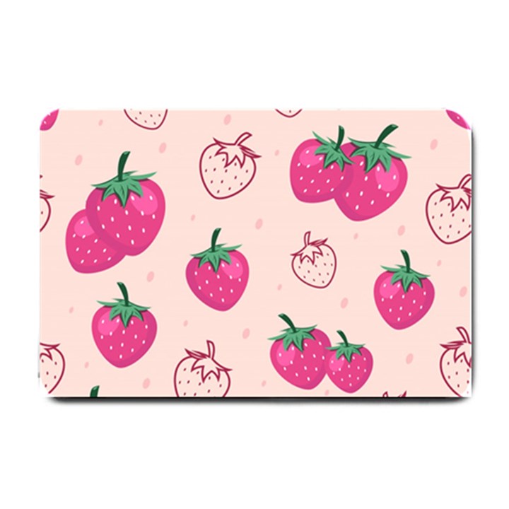 Seamless Strawberry Fruit Pattern Background Small Doormat