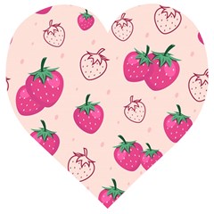 Seamless Strawberry Fruit Pattern Background Wooden Puzzle Heart