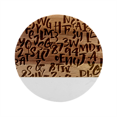 Letters Pattern Marble Wood Coaster (round)