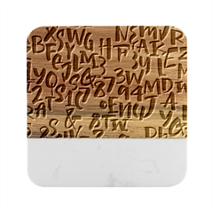 Letters Pattern Marble Wood Coaster (square) by Bedest