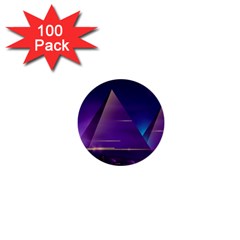 Egyptian Pyramids Night Landscape Cartoon 1  Mini Buttons (100 Pack)  by Bedest