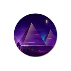 Egyptian Pyramids Night Landscape Cartoon Magnet 3  (round) by Bedest