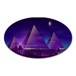 Egyptian Pyramids Night Landscape Cartoon Oval Magnet Front