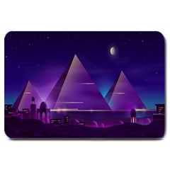 Egyptian Pyramids Night Landscape Cartoon Large Doormat by Bedest