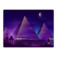 Egyptian Pyramids Night Landscape Cartoon Two Sides Premium Plush Fleece Blanket (mini) by Bedest