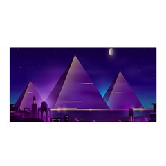 Egyptian Pyramids Night Landscape Cartoon Satin Wrap 35  X 70  by Bedest