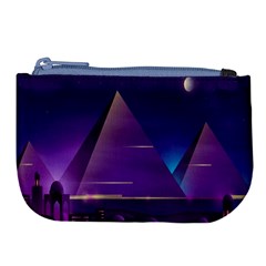 Egyptian Pyramids Night Landscape Cartoon Large Coin Purse by Bedest