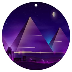 Egyptian Pyramids Night Landscape Cartoon Uv Print Acrylic Ornament Round by Bedest