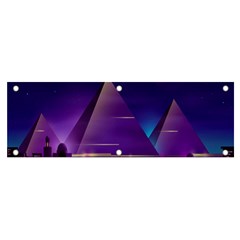 Egyptian Pyramids Night Landscape Cartoon Banner And Sign 6  X 2 