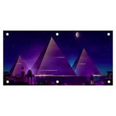 Egyptian Pyramids Night Landscape Cartoon Banner And Sign 6  X 3  by Bedest