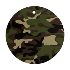 Texture Military Camouflage Repeats Seamless Army Green Hunting Round Ornament (two Sides)