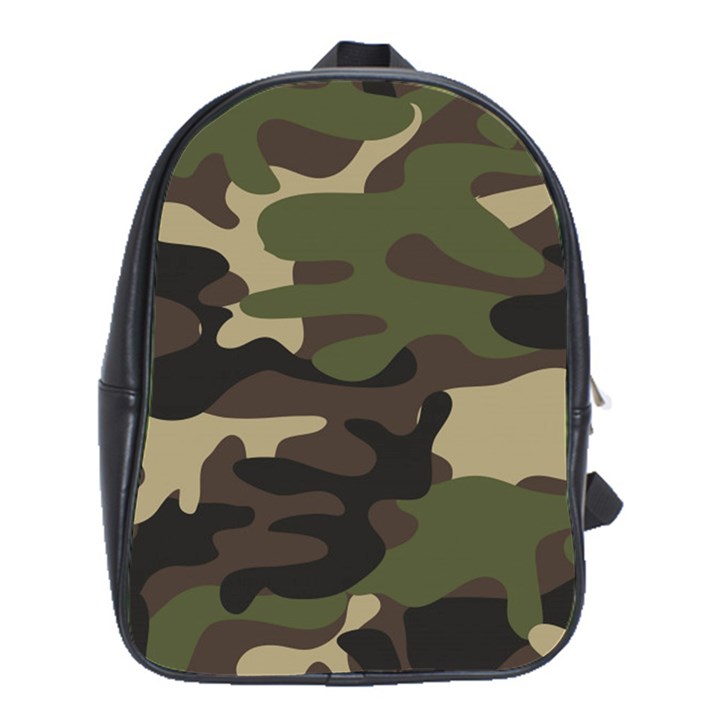 Texture Military Camouflage Repeats Seamless Army Green Hunting School Bag (XL)