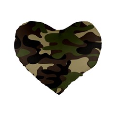 Texture Military Camouflage Repeats Seamless Army Green Hunting Standard 16  Premium Heart Shape Cushions