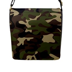 Texture Military Camouflage Repeats Seamless Army Green Hunting Flap Closure Messenger Bag (l) by Bedest