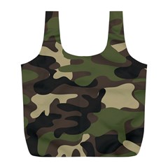 Texture Military Camouflage Repeats Seamless Army Green Hunting Full Print Recycle Bag (l) by Bedest