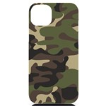 Texture Military Camouflage Repeats Seamless Army Green Hunting iPhone 14 Plus Black UV Print Case Front