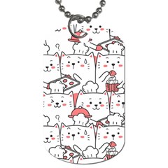 Cute Cat Chef Cooking Seamless Pattern Cartoon Dog Tag (two Sides) by Bedest