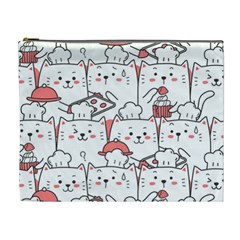 Cute Cat Chef Cooking Seamless Pattern Cartoon Cosmetic Bag (xl) by Bedest