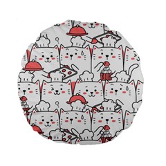 Cute Cat Chef Cooking Seamless Pattern Cartoon Standard 15  Premium Flano Round Cushions by Bedest