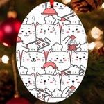 Cute Cat Chef Cooking Seamless Pattern Cartoon UV Print Acrylic Ornament Oval Front