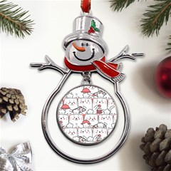 Cute Cat Chef Cooking Seamless Pattern Cartoon Metal Snowman Ornament