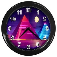 Egyptian Pyramids Night Landscape Cartoon Art Wall Clock (black) by Bedest