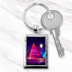 Egyptian Pyramids Night Landscape Cartoon Art Key Chain (rectangle) by Bedest