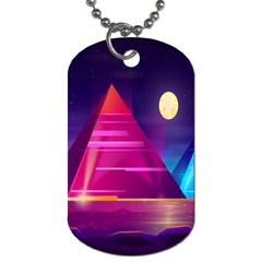 Egyptian Pyramids Night Landscape Cartoon Art Dog Tag (one Side) by Bedest