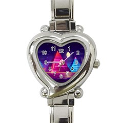 Egyptian Pyramids Night Landscape Cartoon Art Heart Italian Charm Watch by Bedest