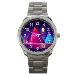 Egyptian Pyramids Night Landscape Cartoon Art Sport Metal Watch