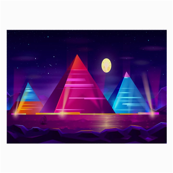 Egyptian Pyramids Night Landscape Cartoon Art Large Glasses Cloth