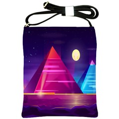 Egyptian Pyramids Night Landscape Cartoon Art Shoulder Sling Bag by Bedest