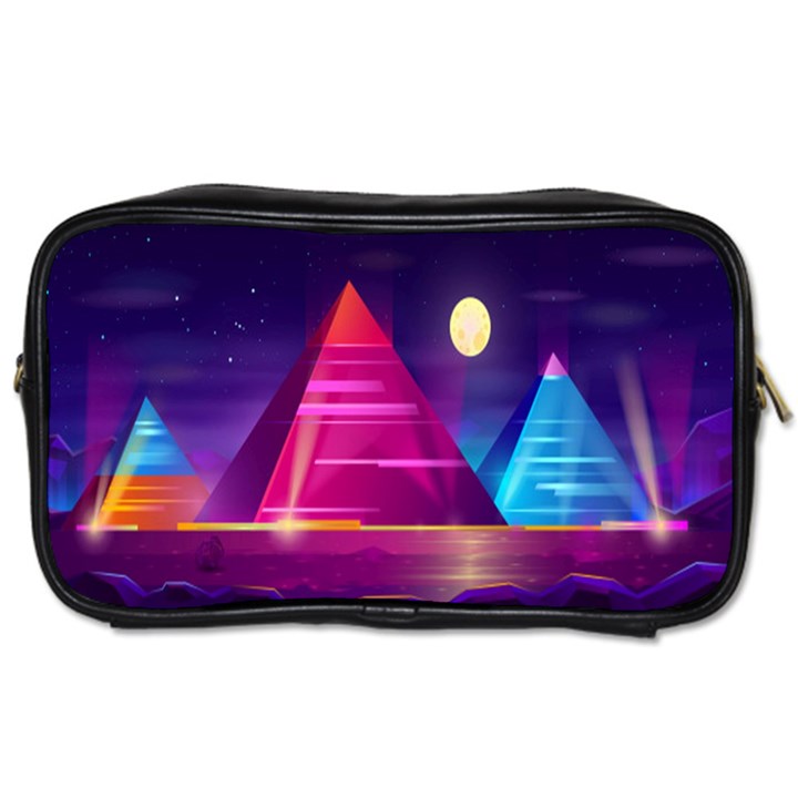 Egyptian Pyramids Night Landscape Cartoon Art Toiletries Bag (One Side)