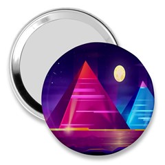 Egyptian Pyramids Night Landscape Cartoon Art 3  Handbag Mirrors by Bedest