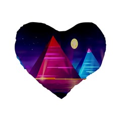 Egyptian Pyramids Night Landscape Cartoon Art Standard 16  Premium Flano Heart Shape Cushions by Bedest