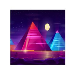 Egyptian Pyramids Night Landscape Cartoon Art Square Satin Scarf (30  X 30 ) by Bedest